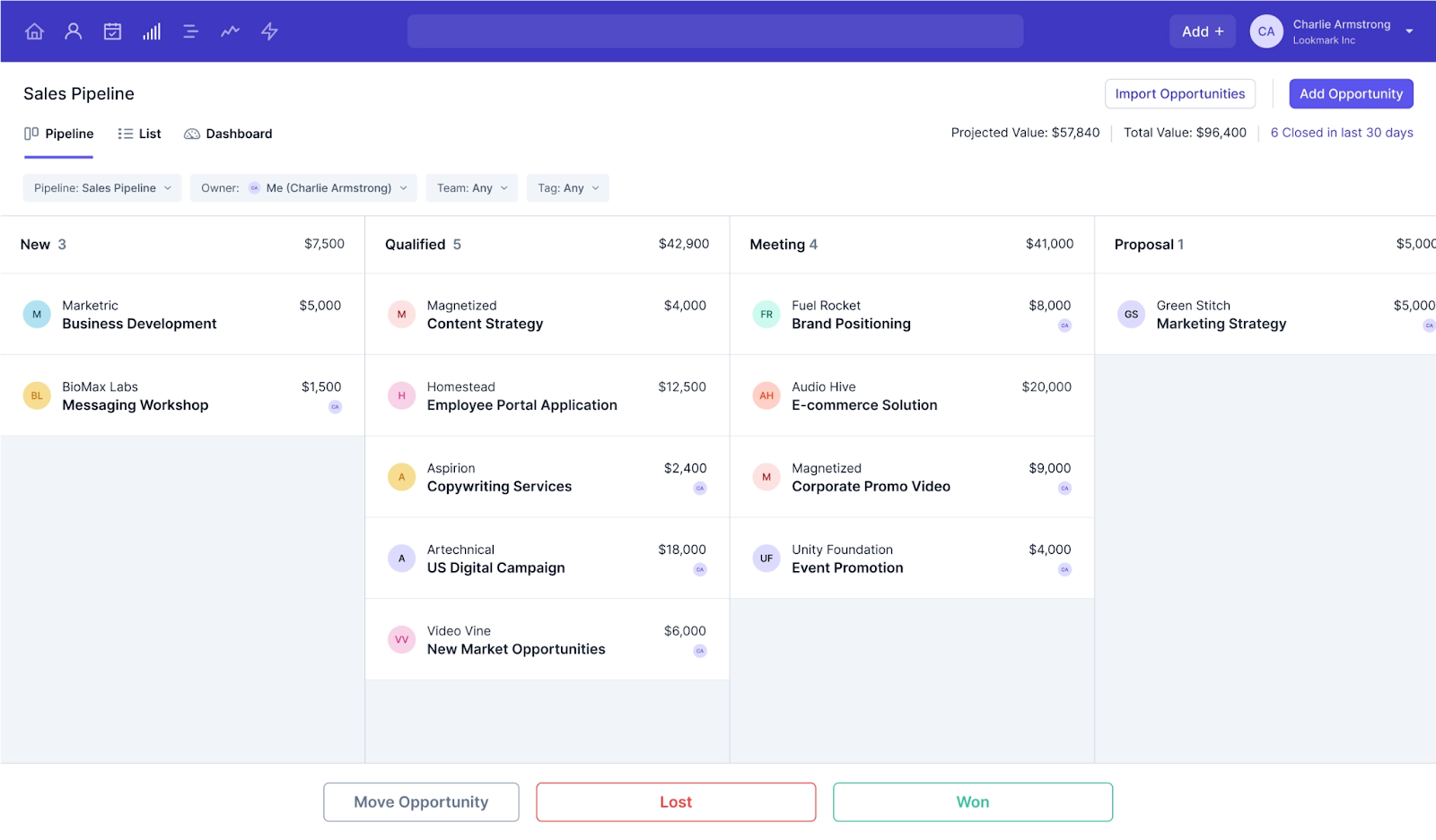 Capsule dashboard.