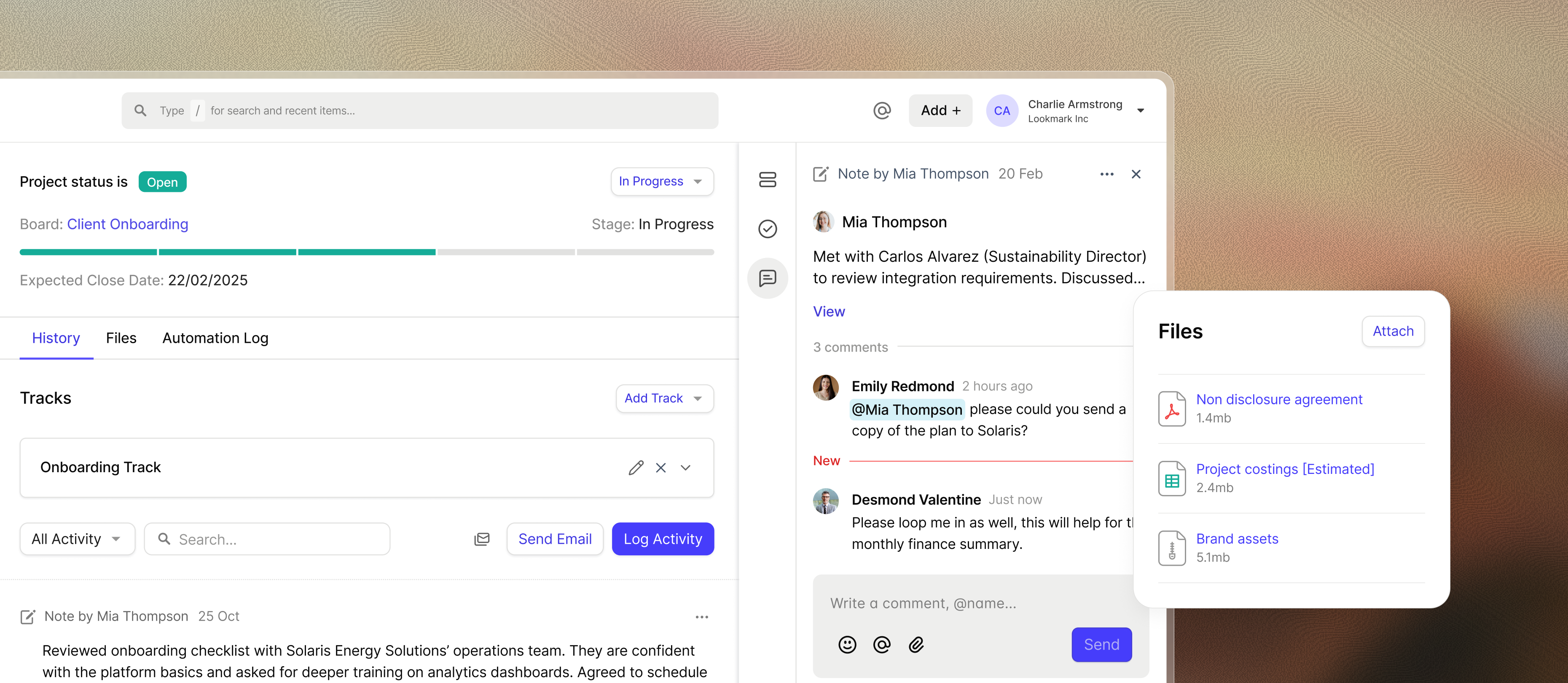 Sales pipeline screenshot