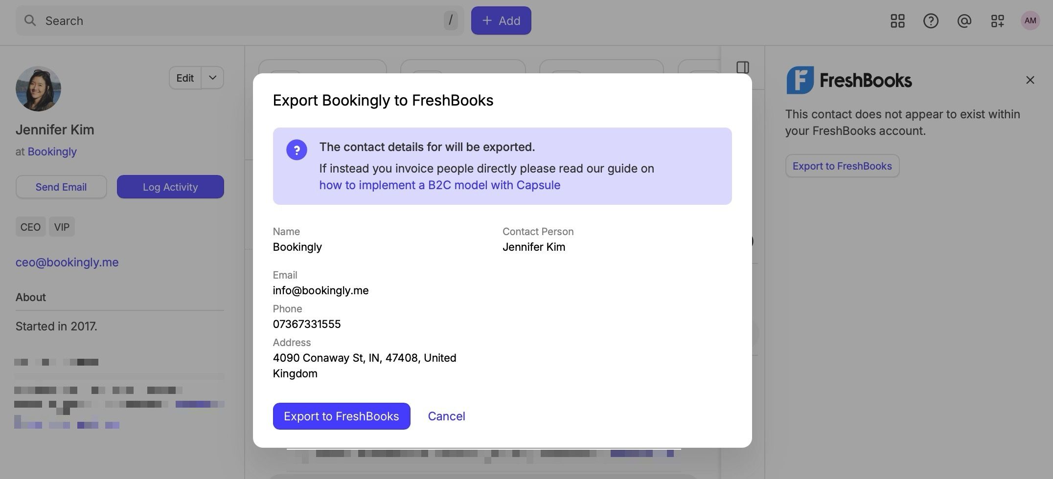 Exportar contacto a Freshbooks