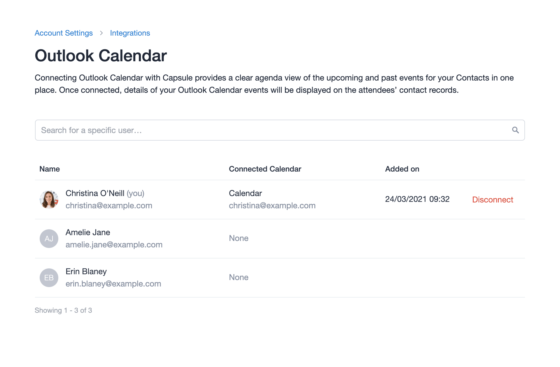 Visão geral dos calendários conectados