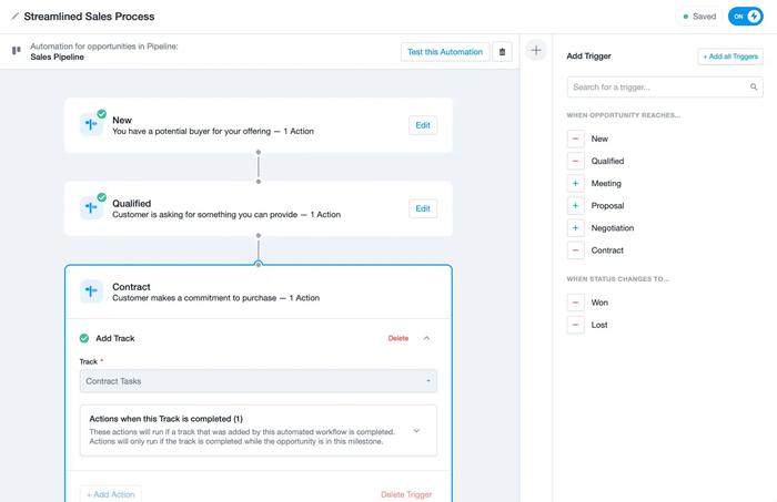 a screenshot of a streamlined sales process in a sales pipeline .