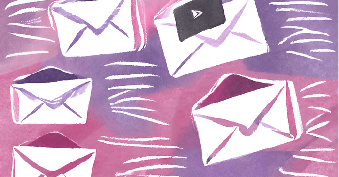 This image is decorational, illustrating email marketing with sketches of envelopes in flight.