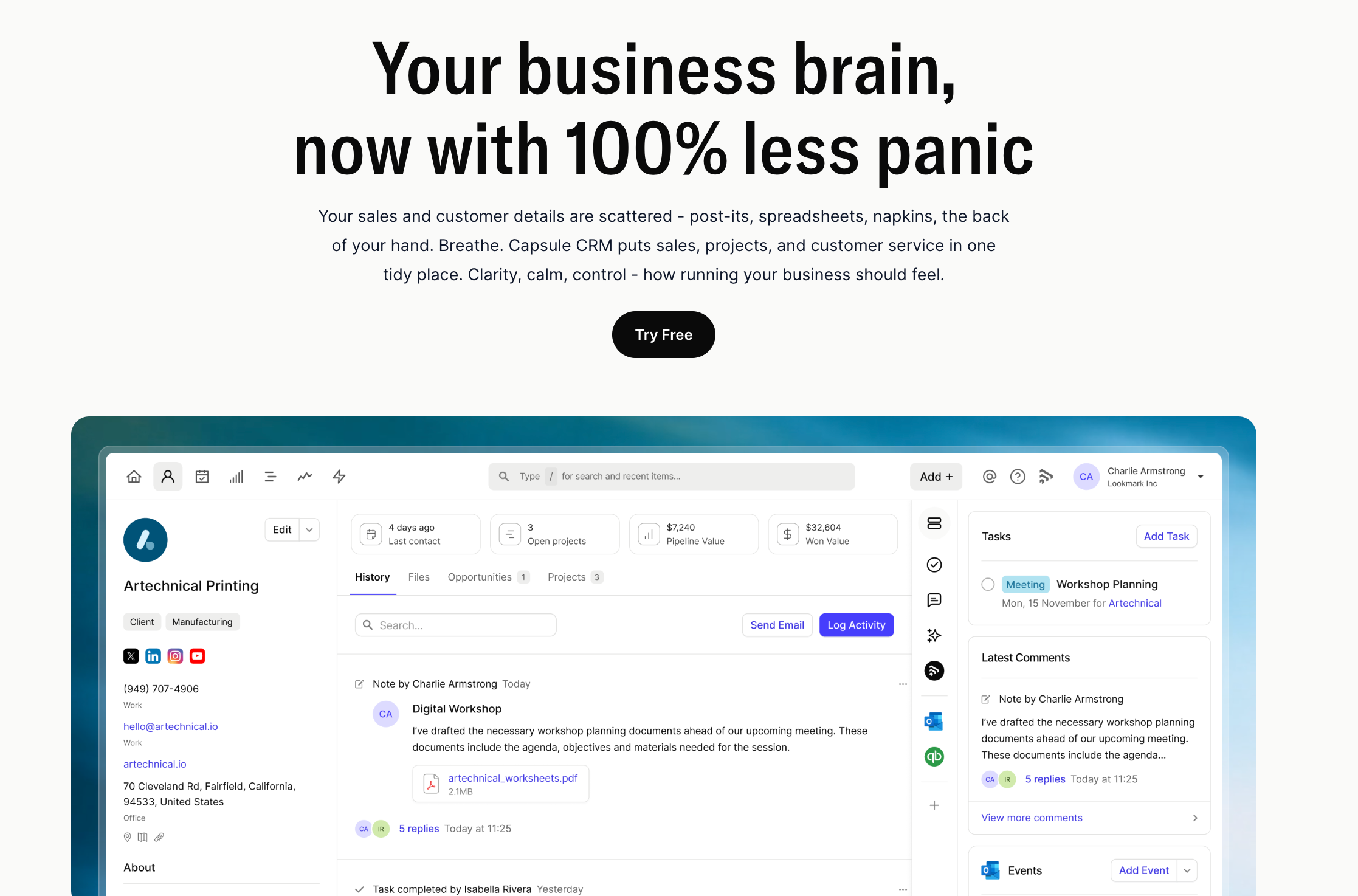 Capsule CRM homepage