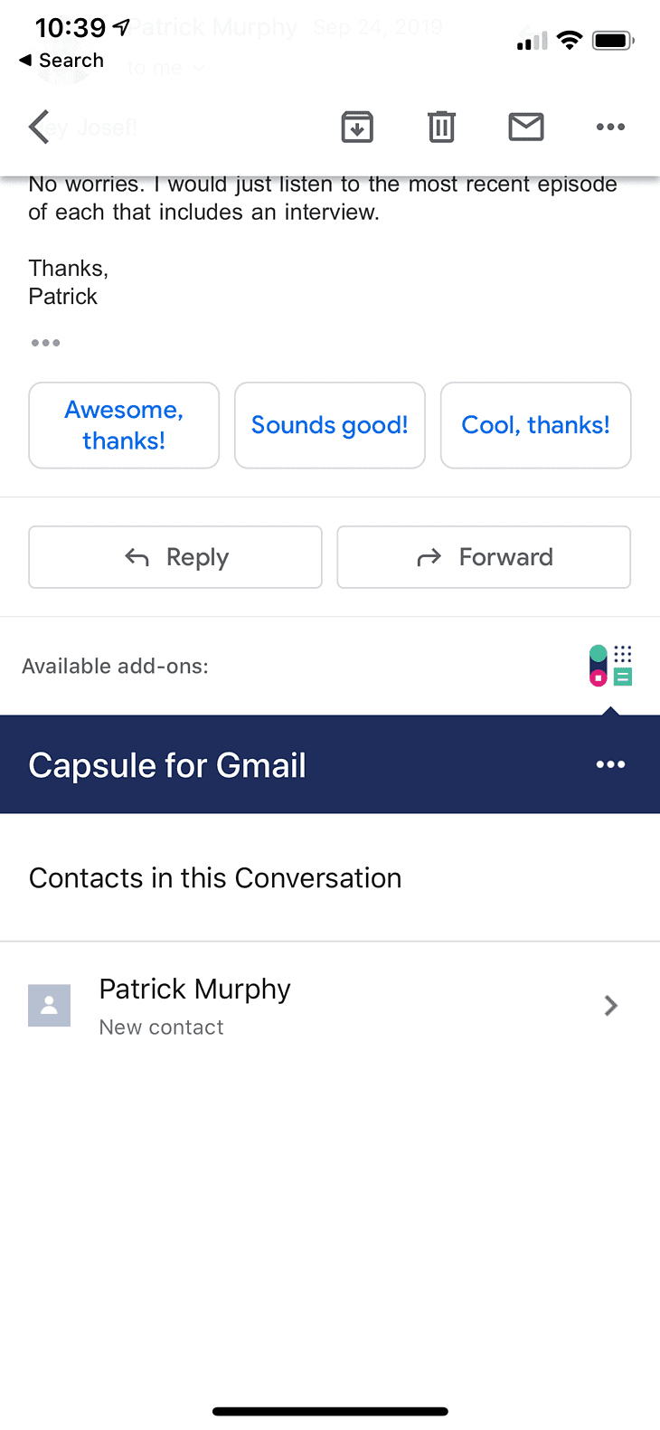 Capsule logo at the bottom of the email