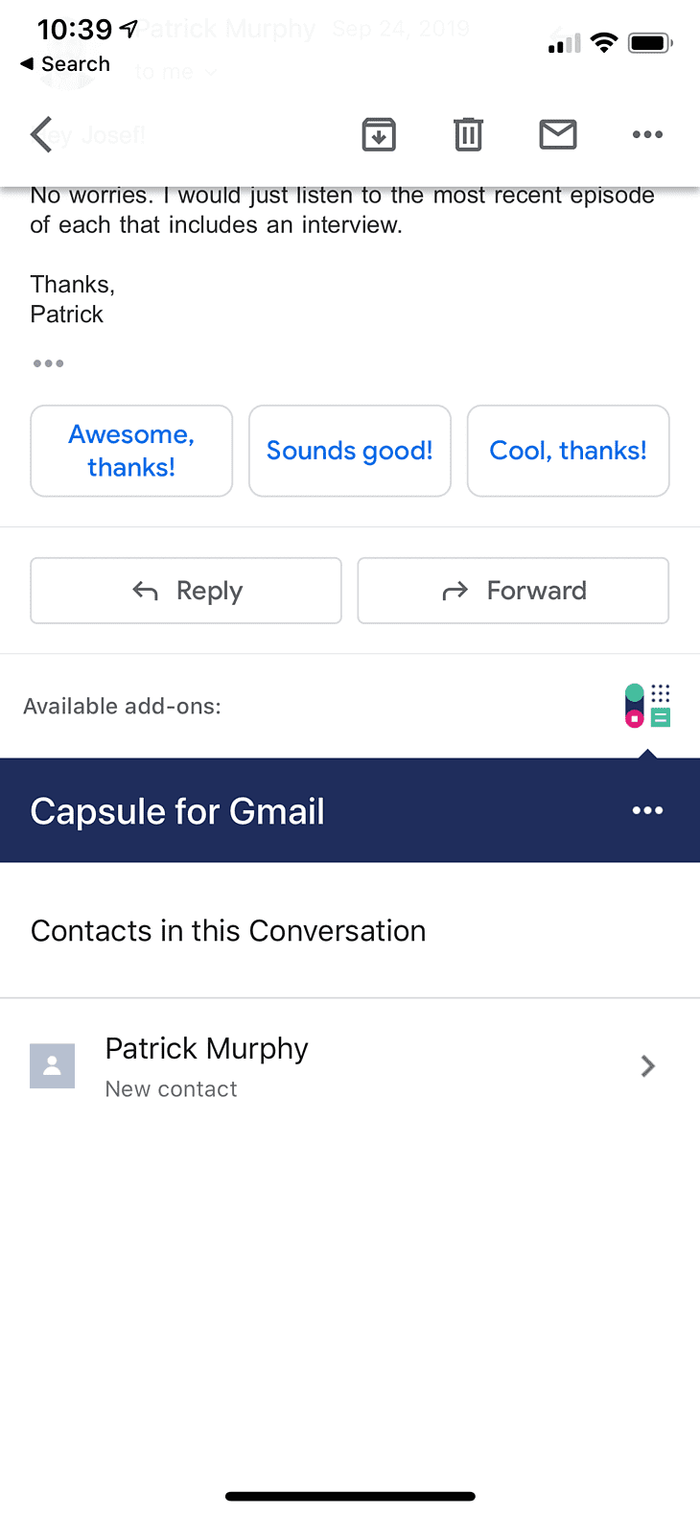 Capsule logo at the bottom of the email