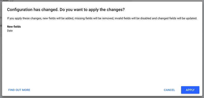 List of changes to review before clicking Apply button