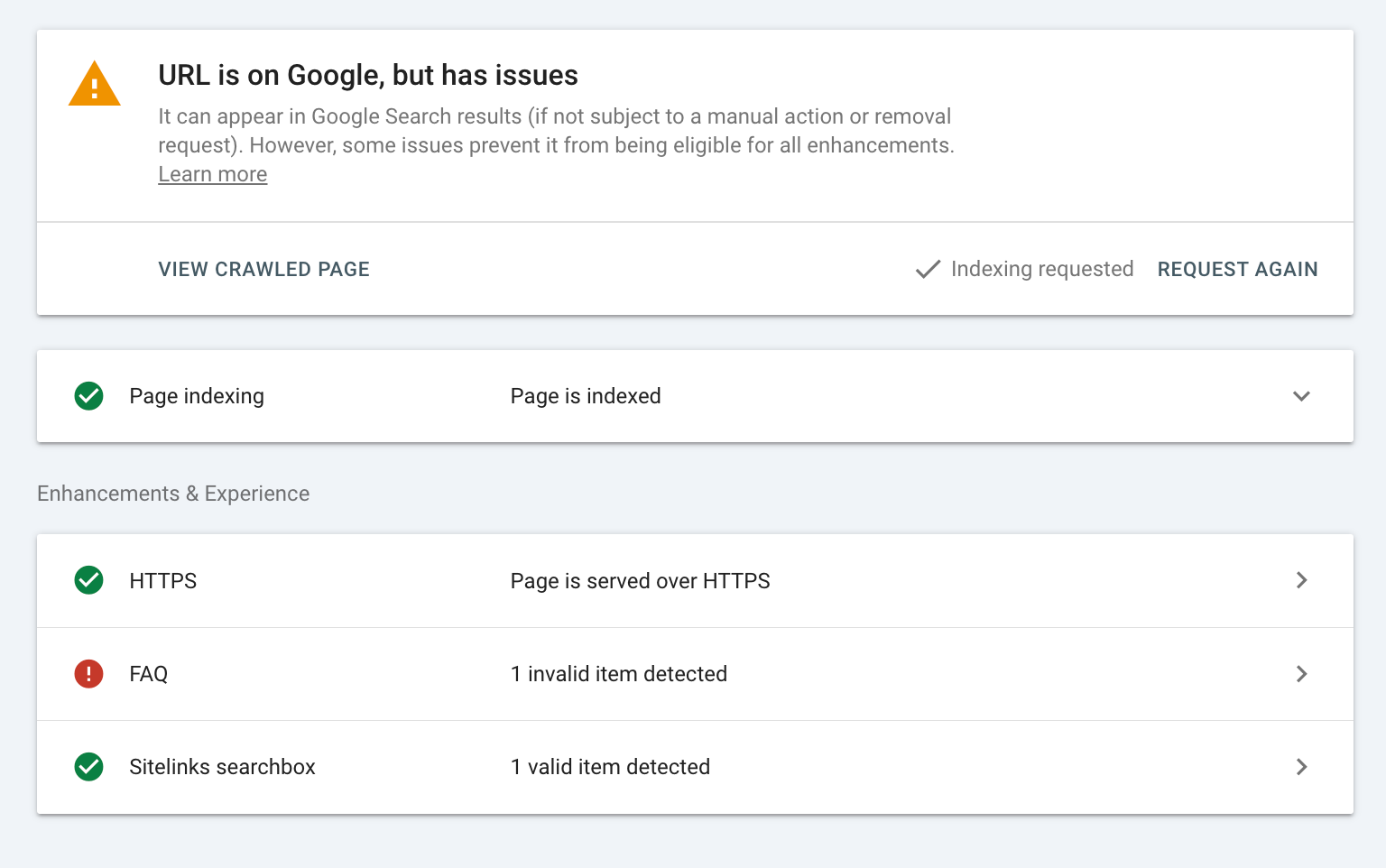 A notification from Google Search Console.