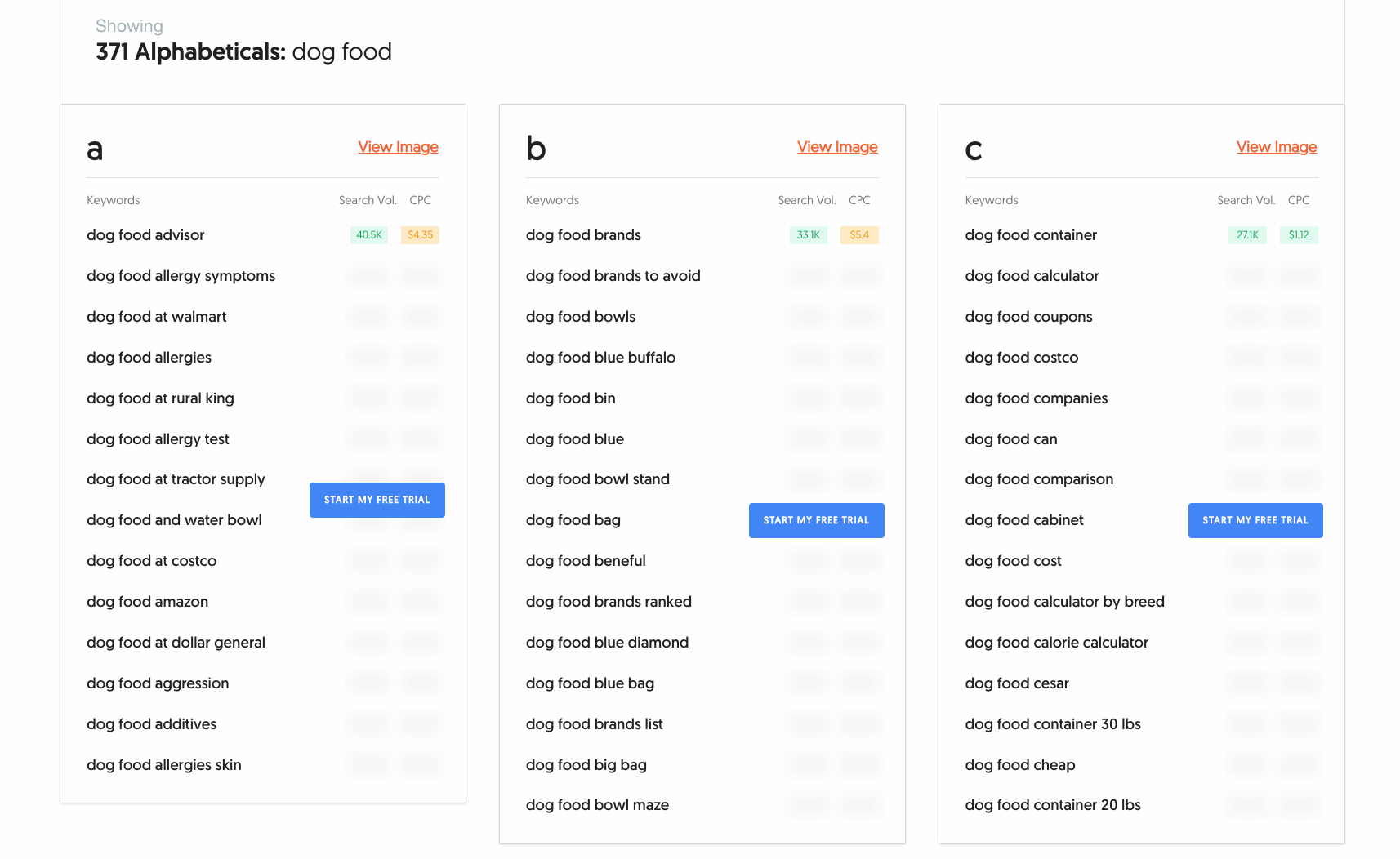 AnswerThePublic's dashboard.