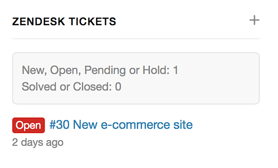 Widget de Zendesk que muestra los tickets abiertos