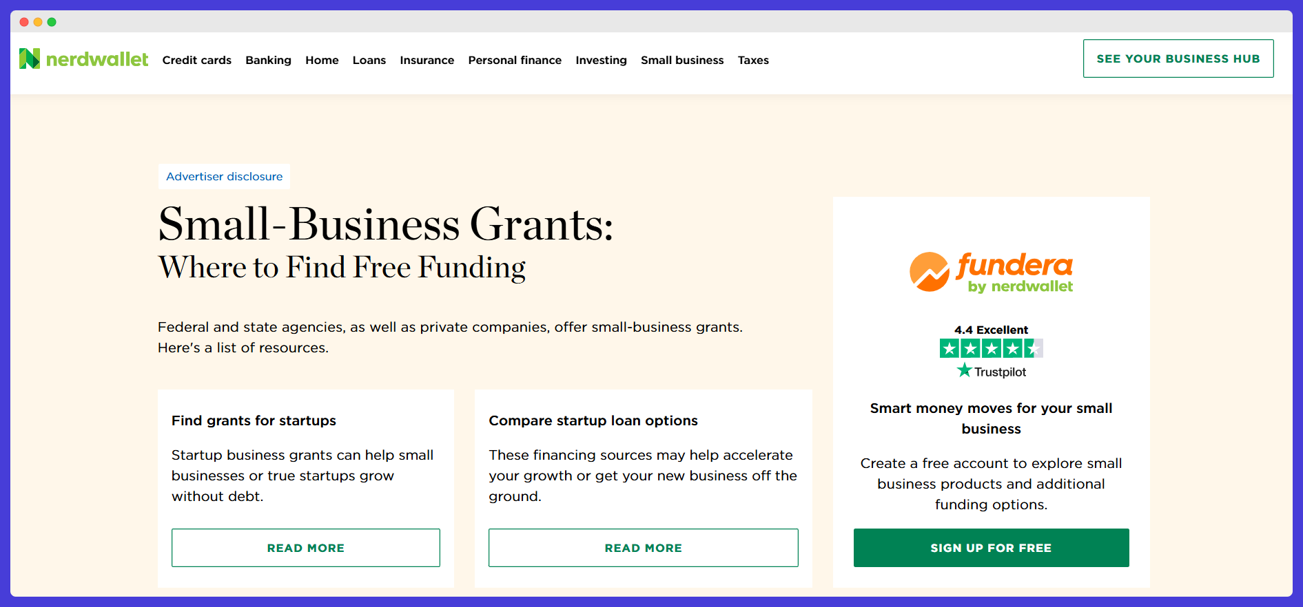 NerdWallet - small business grants search platform.
