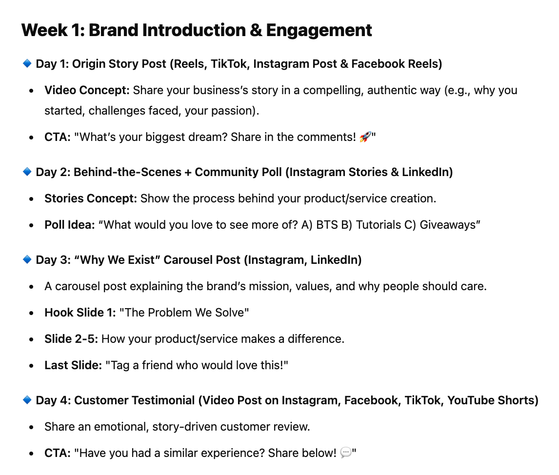 Social media plan.