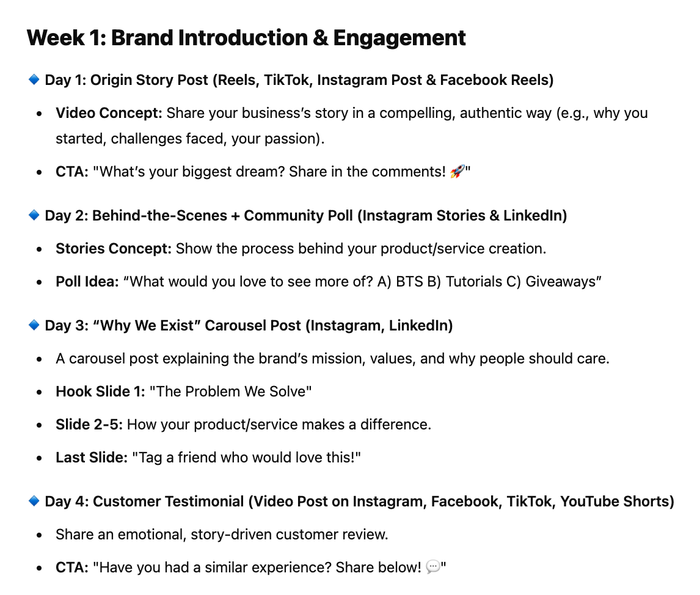 Social media plan.