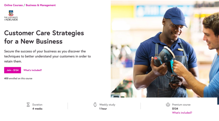 The Customer Care Strategies for a New Business course by The University of Adelaide.