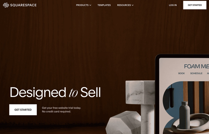 A screenshot of Squarespace's website