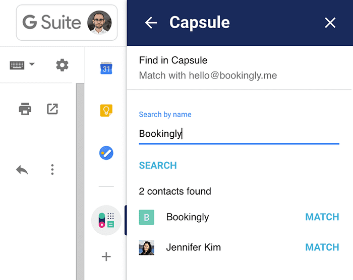 A search for a name to find all related contact details