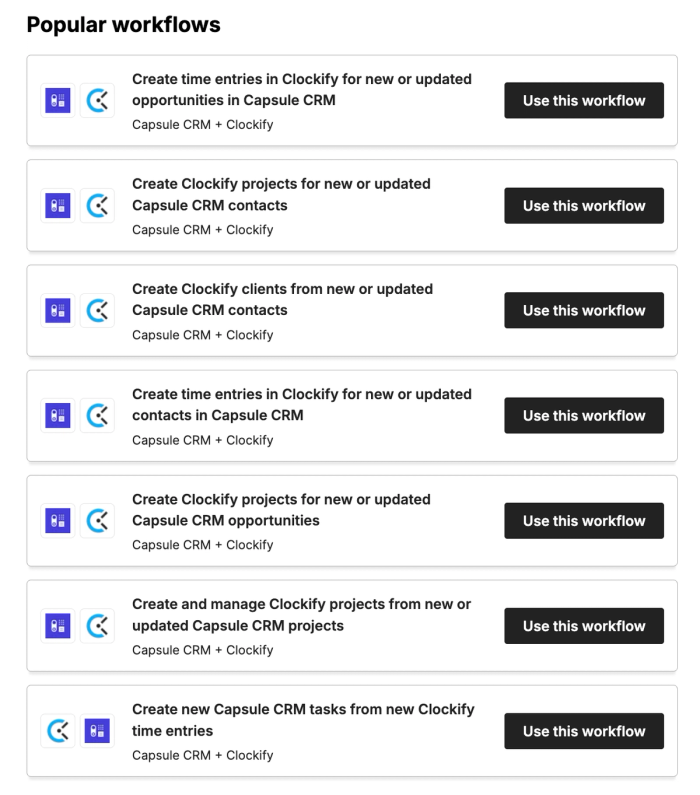 a screenshot of the popular workflows page