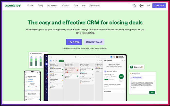 Pipedrive website.
