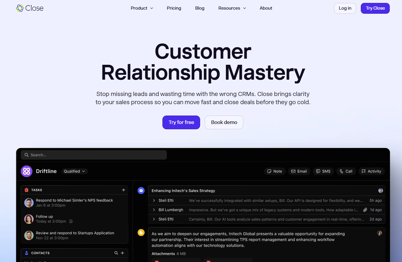 Close CRM main page.