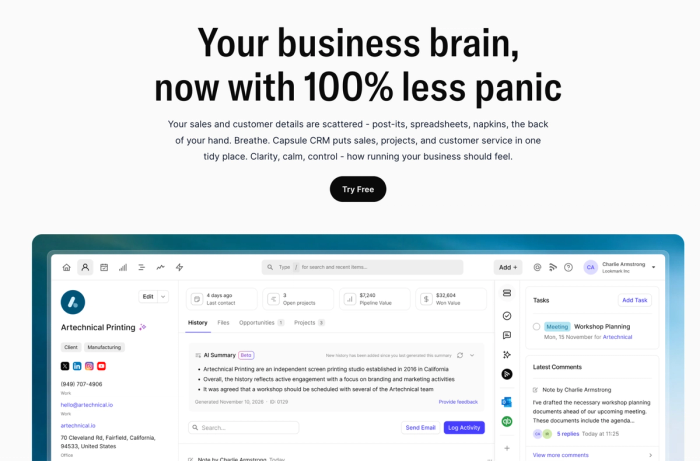 Capsule CRM website