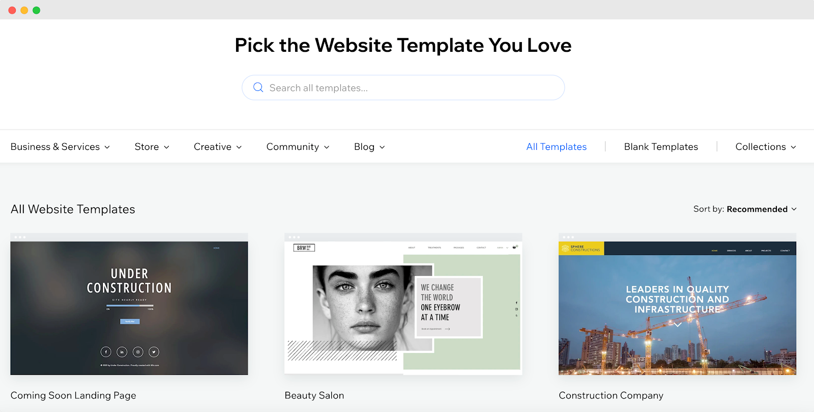 Wix' templates.