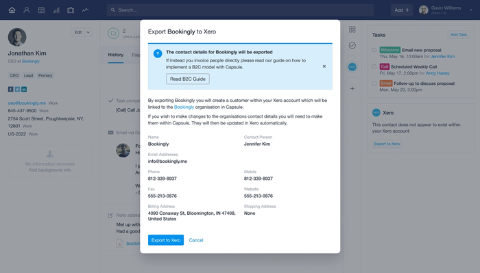 a screen that says export bookings to zero on it