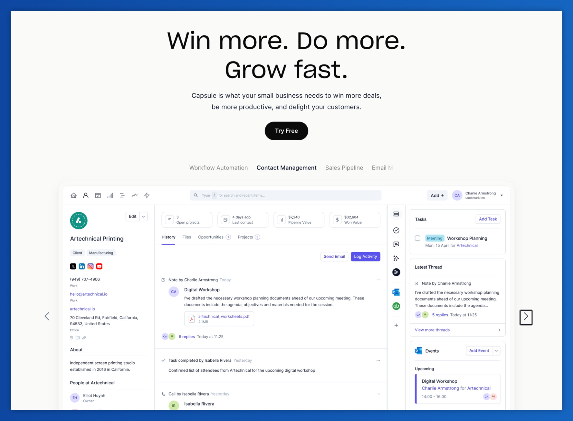 win more do more grow fast capsule is what your small business needs to win more deals be more productive and delight your customers