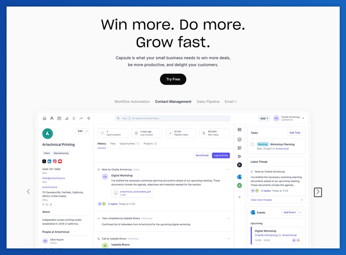 win more do more grow fast capsule is what your small business needs to win more deals be more productive and delight your customers