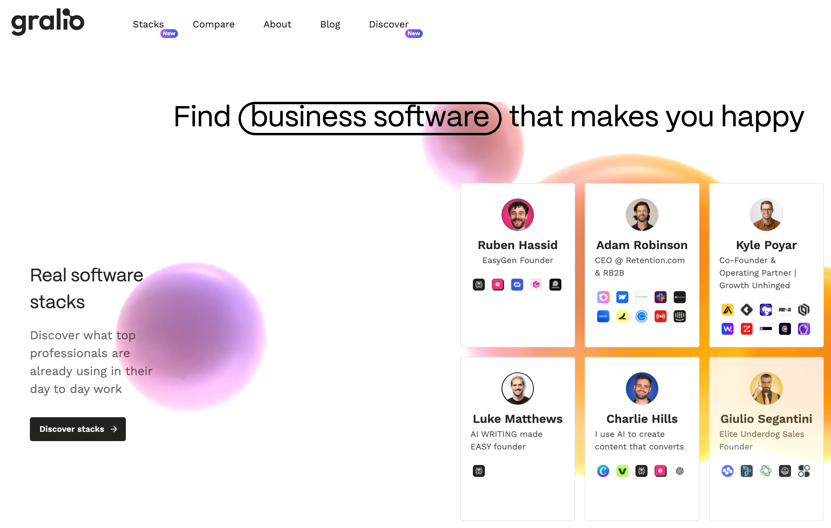 a screenshot of a website that says find business software that makes you happy