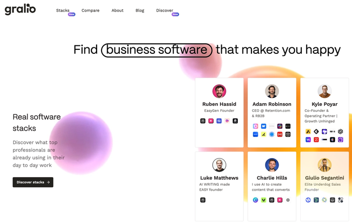 a screenshot of a website that says find business software that makes you happy