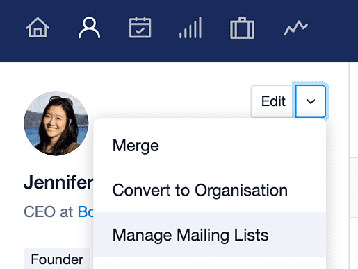 Opción para gestionar listas de correo