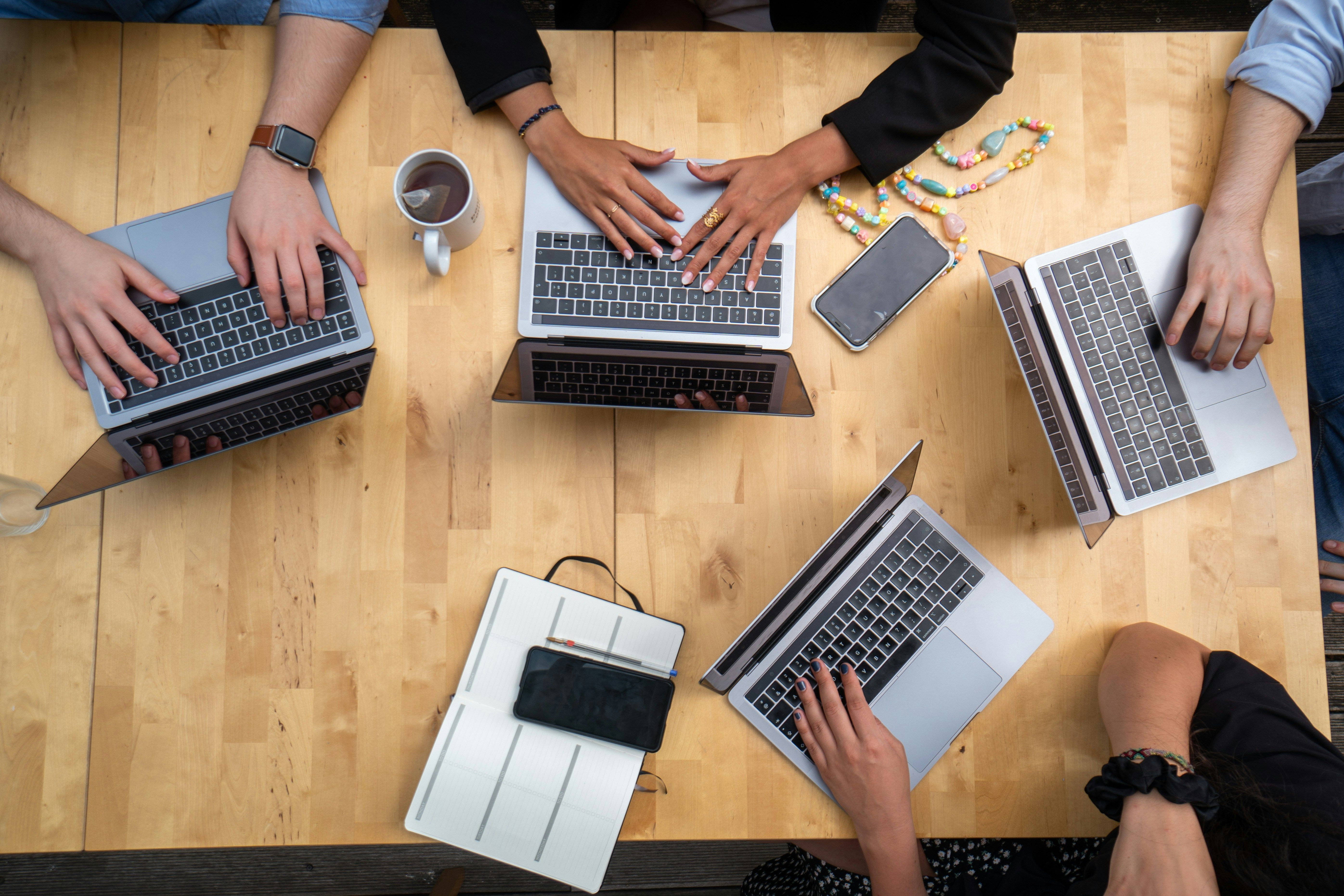 a group working at a desk