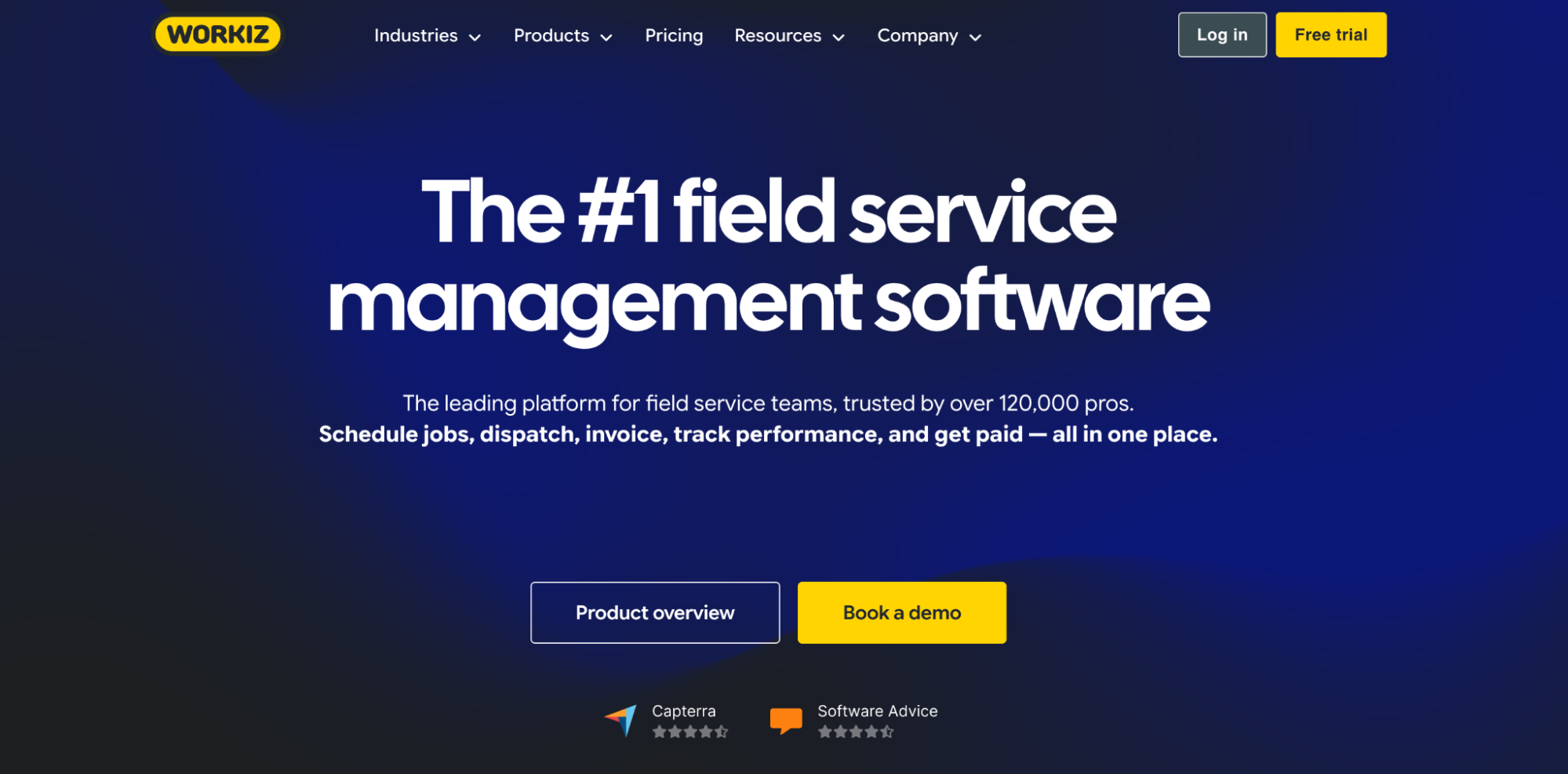 WORKIZ software landing page with the headline "The #1 field service management software."