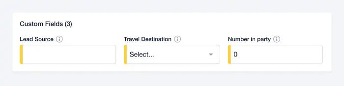 a screenshot of a custom fields page .