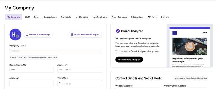 a screenshot of the Company Profile page on a website