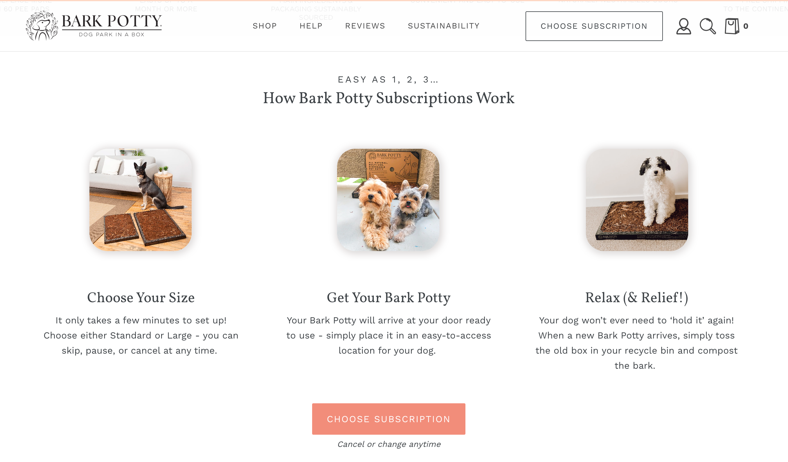 a screenshot of the bark potty website