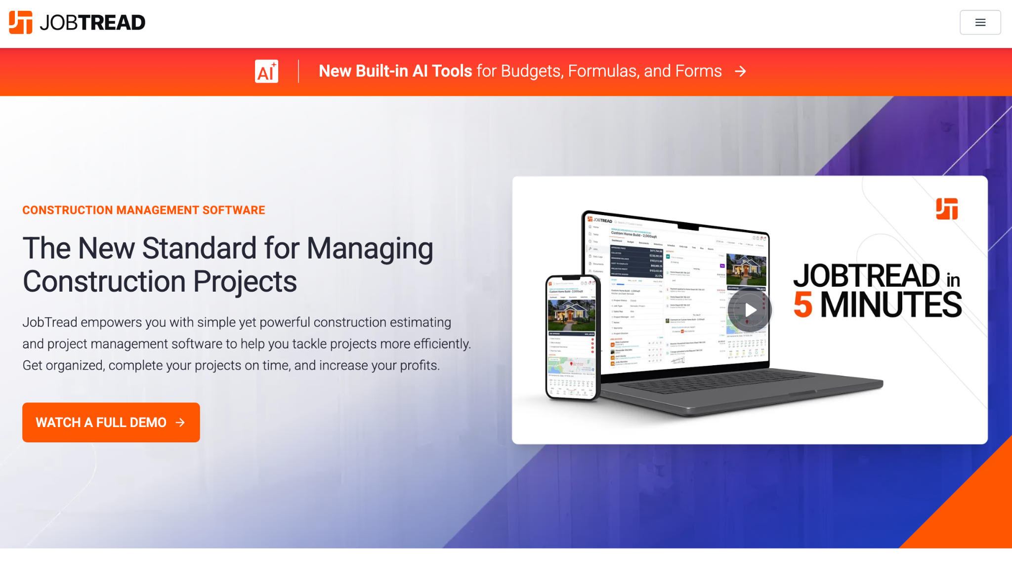 Jobtread homepage