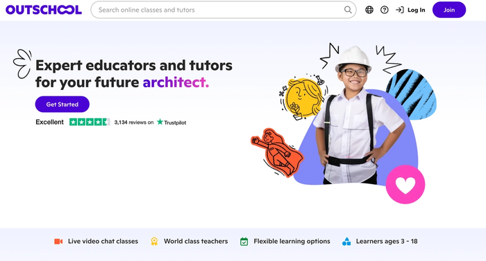 a website called outschool offers expert educators and tutors for your future architect