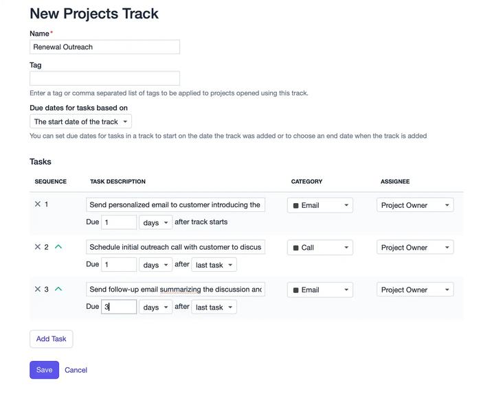 Saving all the tasks in Track.