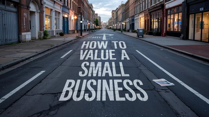 A street with the words how to value a small business painted on it.