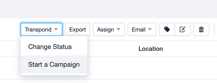 Transpond modal with start a campaign option highlighted