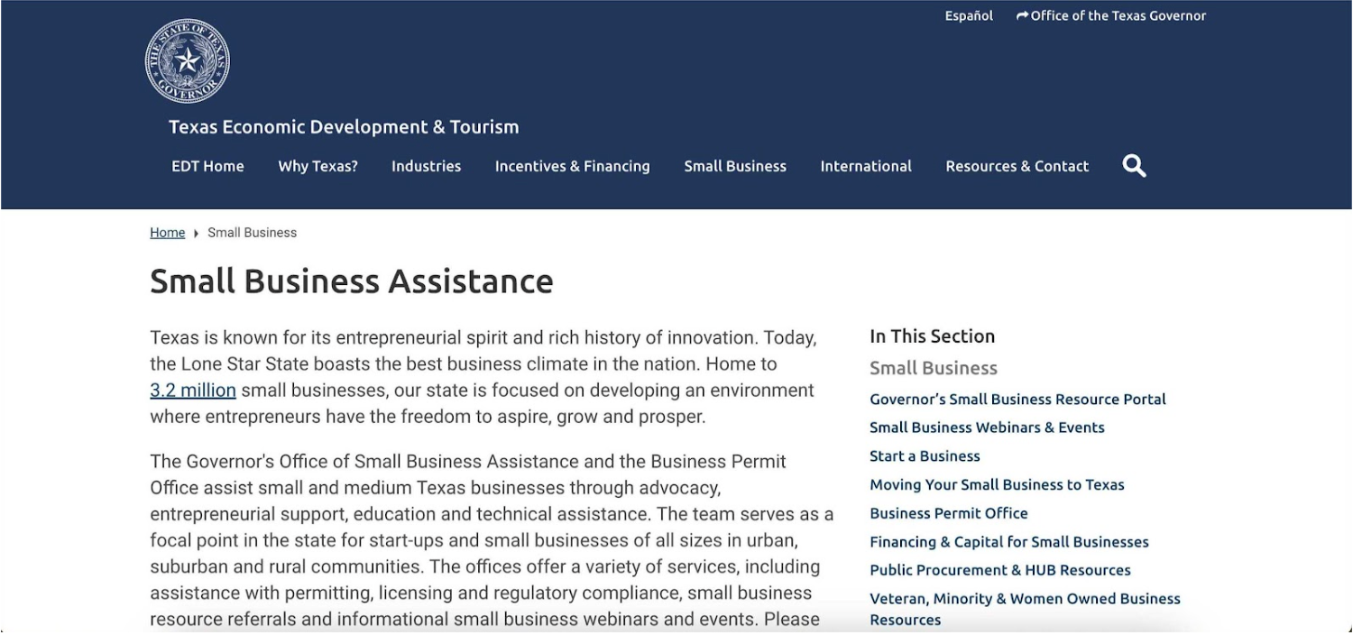 State small business assistance