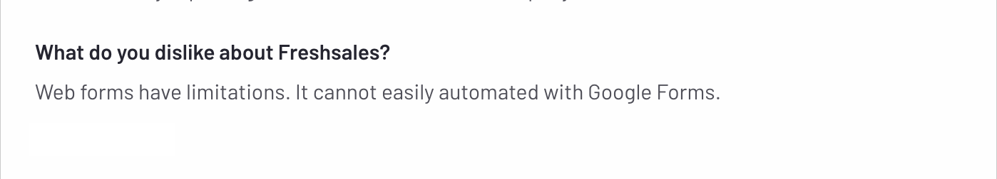 G2 review reads "Web Forms have limitations. It cannot be easily automated with Google Formns"