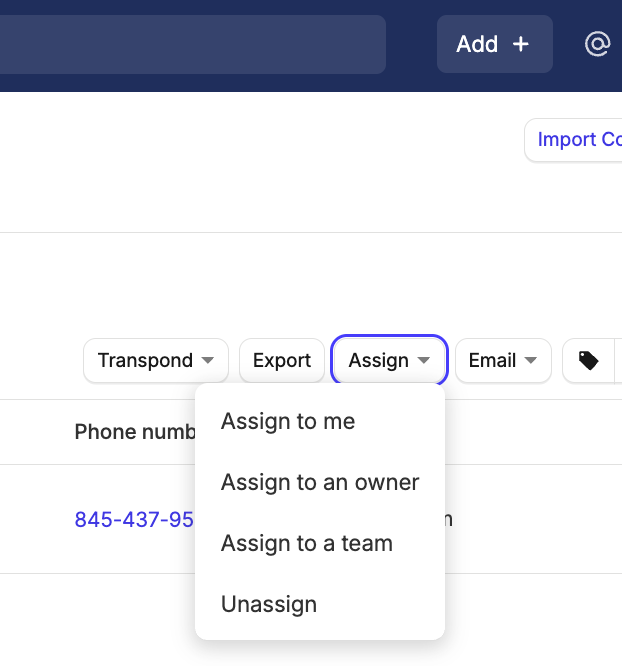 assign button highlighted on people and organisations tab