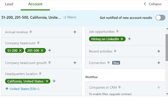 Lead and account page.