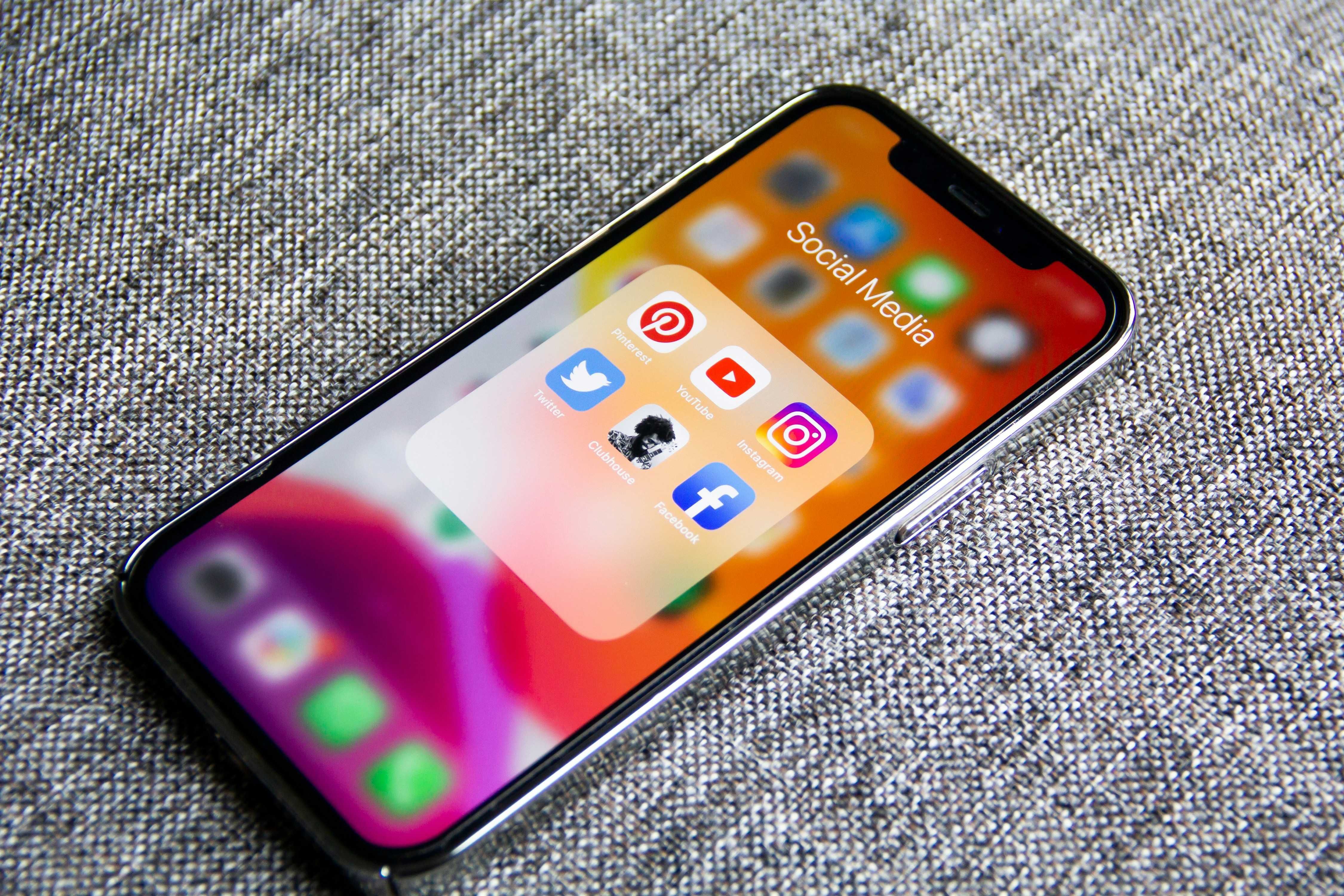 a phone showing social media apps