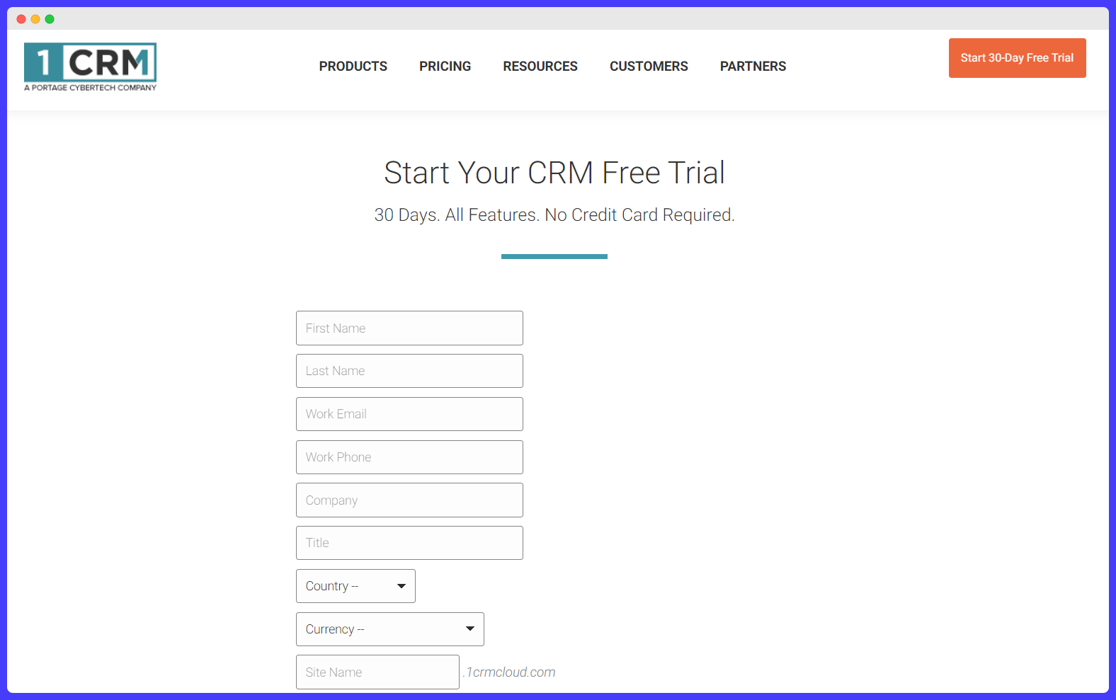 1CRM website.