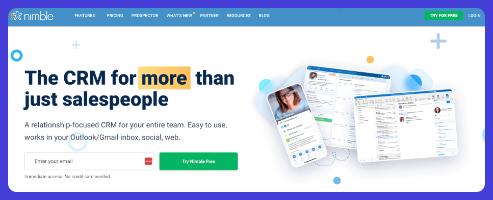 Nimble CRM website.