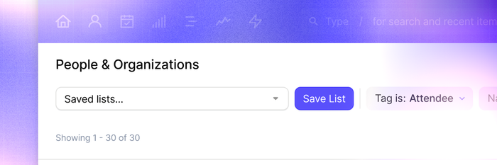 a screenshot of Capsule CRM shows the new save list button