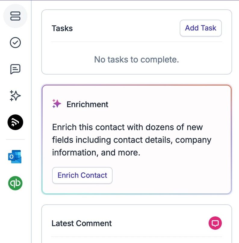 exemple de section d’enrichissement des contacts