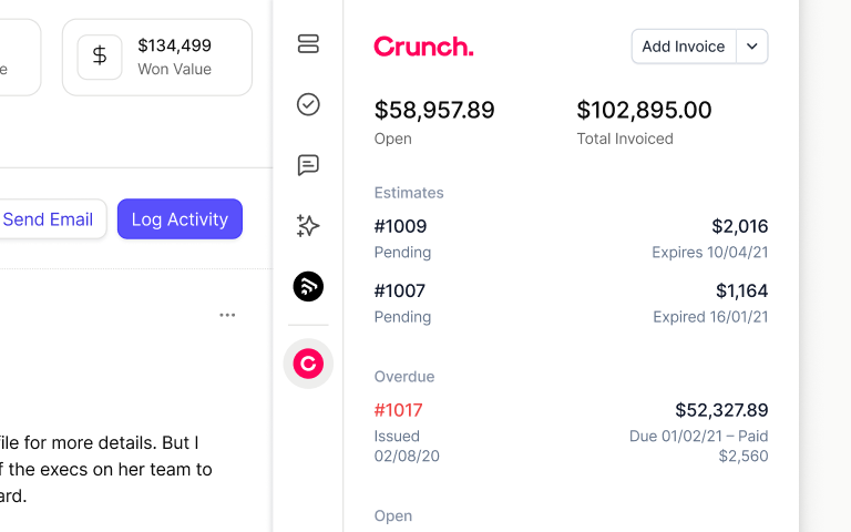 See draft, open, and paid invoices before you hop on customer calls.